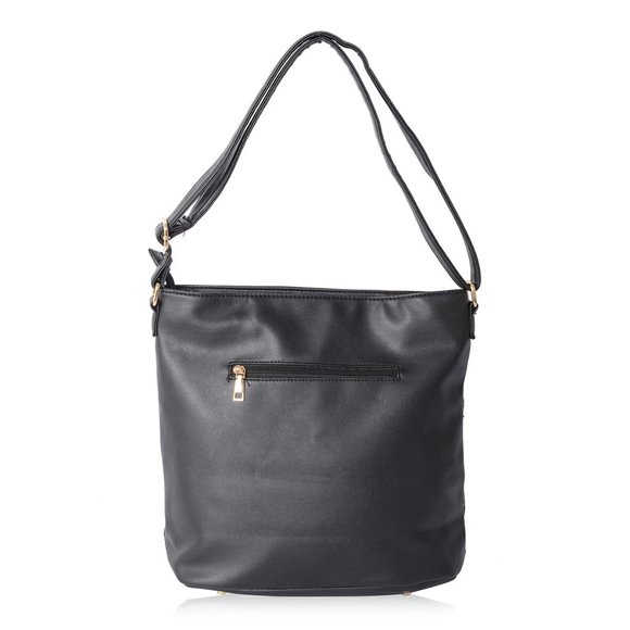 Black Leopard Pattern Faux Leather Crossbody Bag - Picture 3 of 4